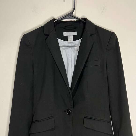 H&M Blazer Size 4 Womens Black Single Button Closure Long Sleeve Jacket - Picture 3 of 11